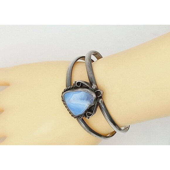 NAVAJO BLUE STONE STERLING BRACELET 925 - Picture 4 of 13